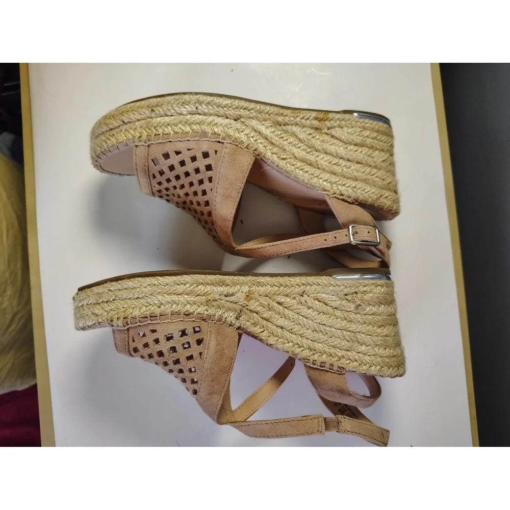 Franco Sarto L-Celestial Tan Leather Espadrille Wedge Sandals Women's 7.5‎ M